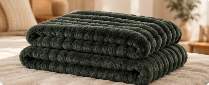 Opgevouwen donkergroene fleece-laag