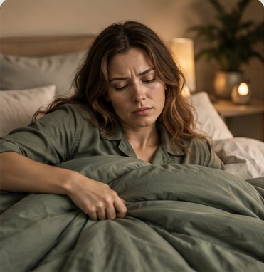 Gefrustreerde vrouw trekt aan het dekbed